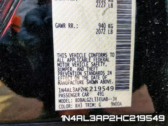 1N4AL3AP2HC219549 фото 2