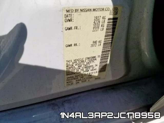 1N4AL3AP2JC178958 фото 2