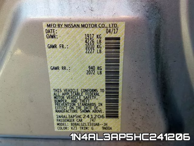 1N4AL3AP5HC241206 фото 2