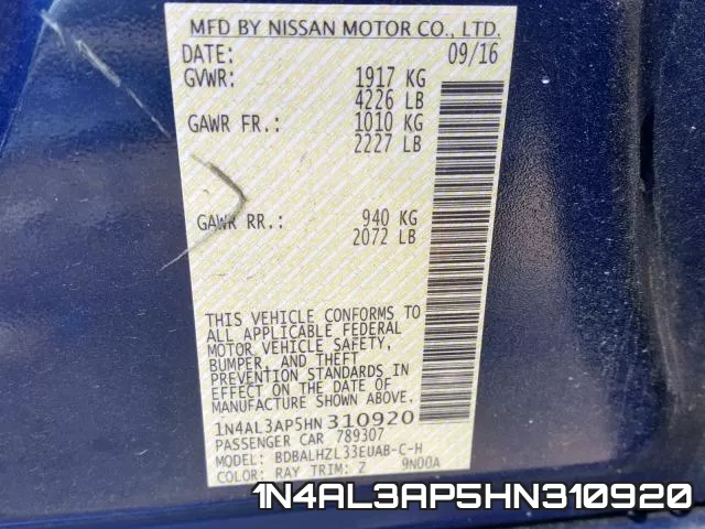 1N4AL3AP5HN310920 фото 2