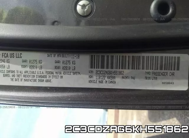 2C3CDZAG6KH551862 фото 10