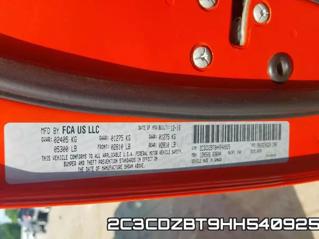 2C3CDZBT9HH540925 фото 2