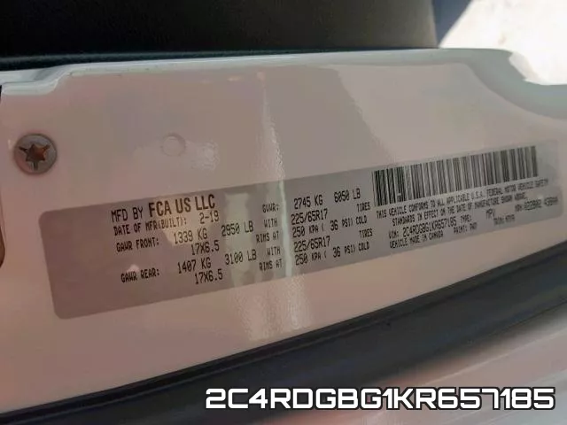 2C4RDGBG1KR657185 фото 2