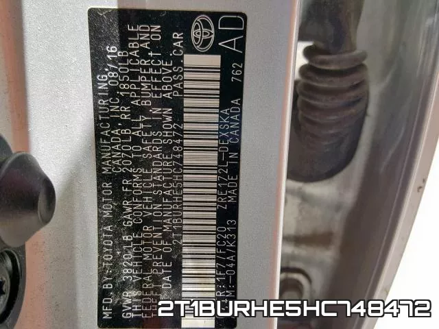 2T1BURHE5HC748472 фото 2