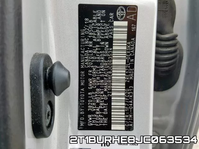 2T1BURHE8JC063534 фото 2