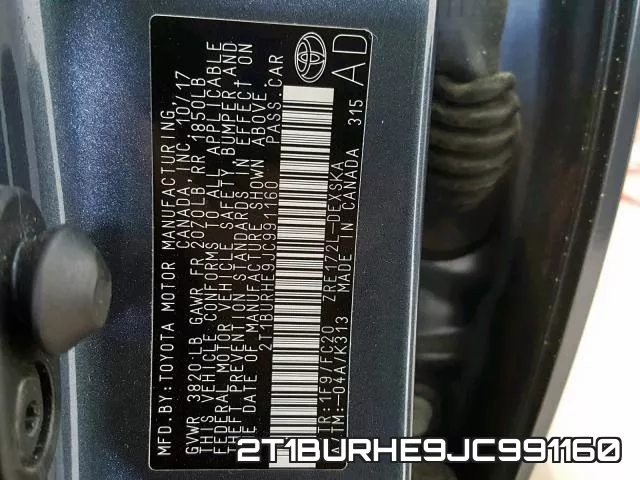 2T1BURHE9JC991160 фото 2