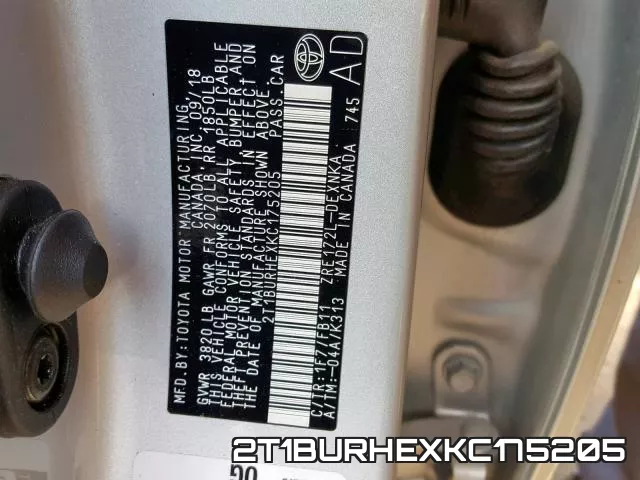 2T1BURHEXKC175205 фото 2
