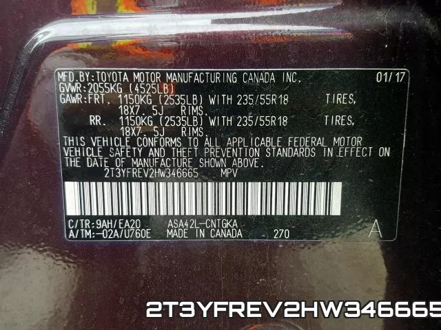 2T3YFREV2HW346665 фото 2