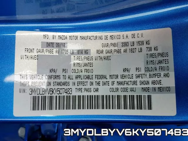 3MYDLBYV6KY507483 фото 2