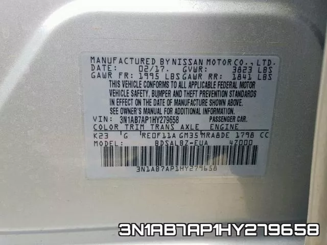 3N1AB7AP1HY279658 фото 2