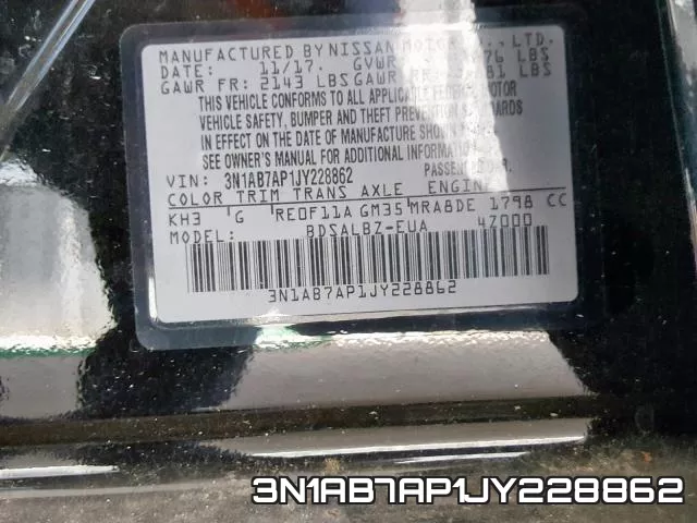 3N1AB7AP1JY228862 фото 2