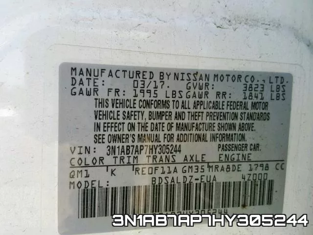 3N1AB7AP7HY305244 фото 2