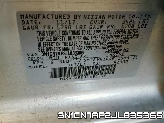3N1CN7AP2JL835365 фото 2