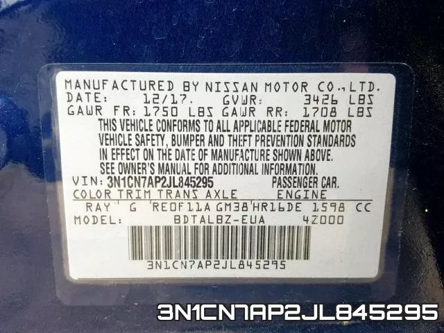 3N1CN7AP2JL845295 фото 2