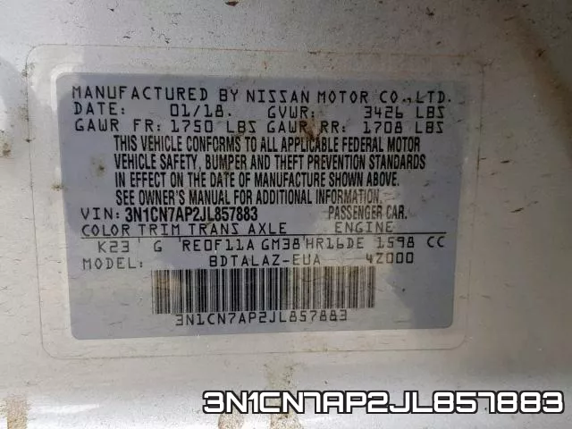 3N1CN7AP2JL857883 фото 2