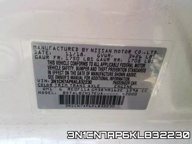 3N1CN7AP6KL832230 фото 2