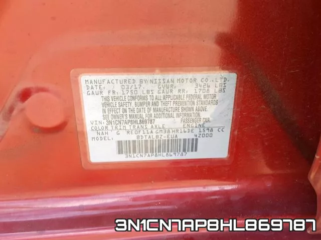 3N1CN7AP8HL869787 фото 2