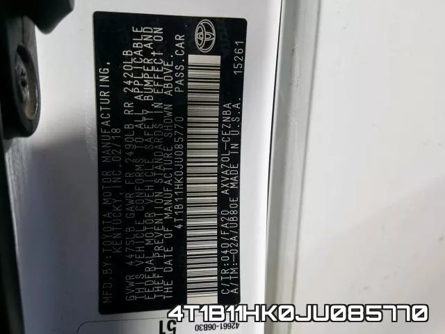 4T1B11HK0JU085770 фото 2