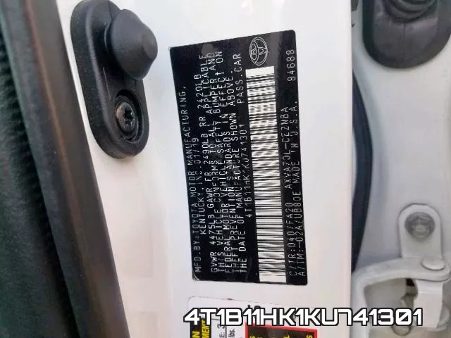 4T1B11HK1KU741301 фото 2