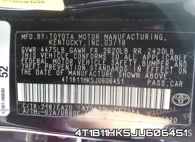 4T1B11HK5JU606451 фото 10