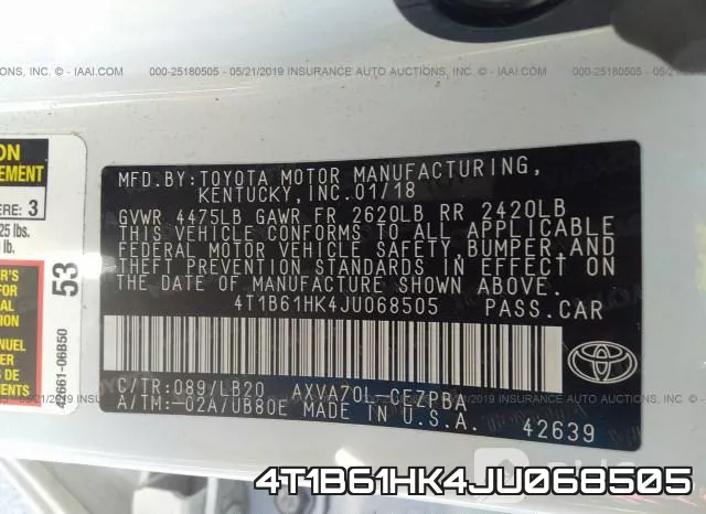 4T1B61HK4JU068505 фото 10