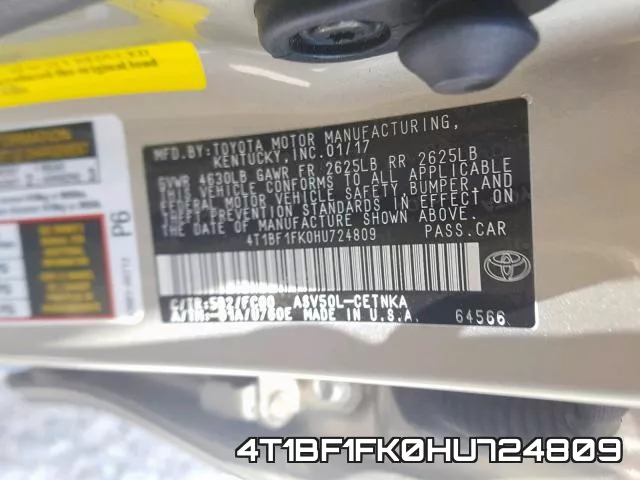 4T1BF1FK0HU724809 фото 2