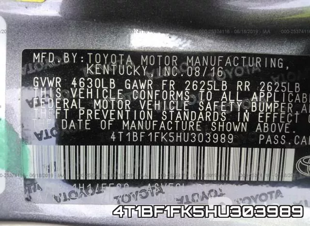 4T1BF1FK5HU303989 фото 10