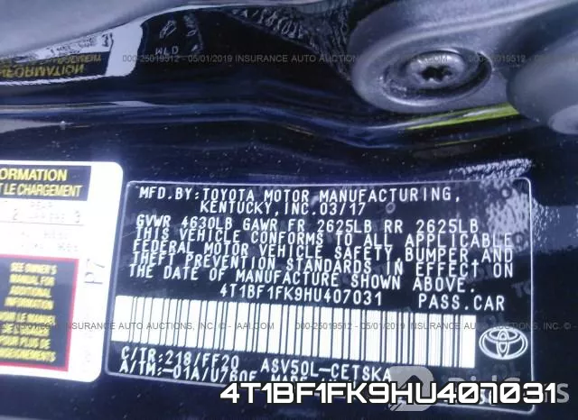 4T1BF1FK9HU407031 фото 10