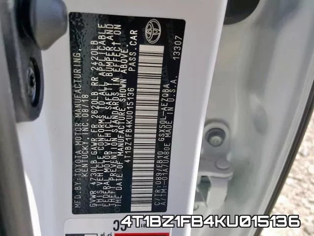 4T1BZ1FB4KU015136 фото 2