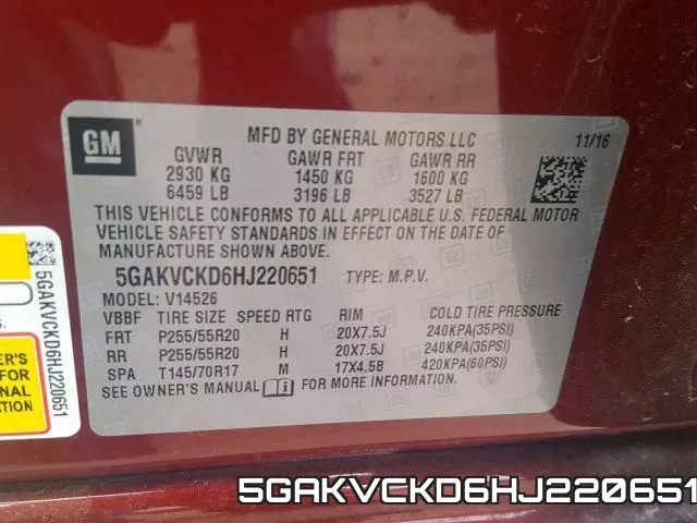 5GAKVCKD6HJ220651 фото 2