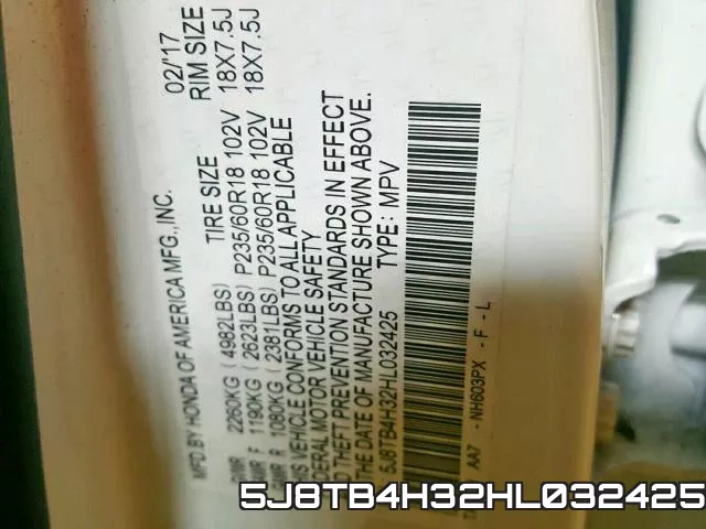 5J8TB4H32HL032425 фото 2