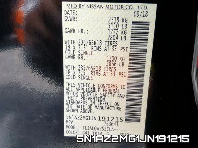 5N1AZ2MG1JN191215 фото 2