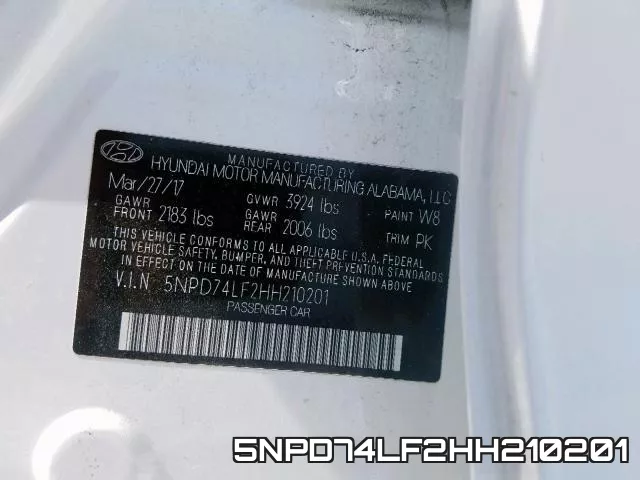 5NPD74LF2HH210201 фото 2