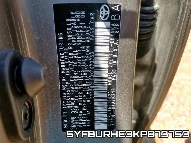 5YFBURHE3KP873753 фото 2