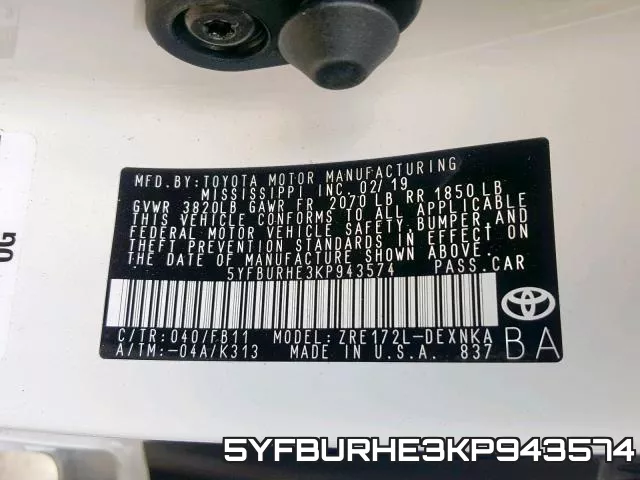 5YFBURHE3KP943574 фото 2