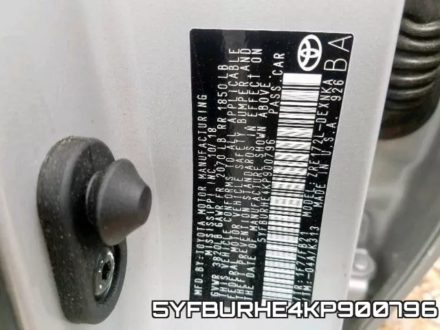 5YFBURHE4KP900796 фото 2