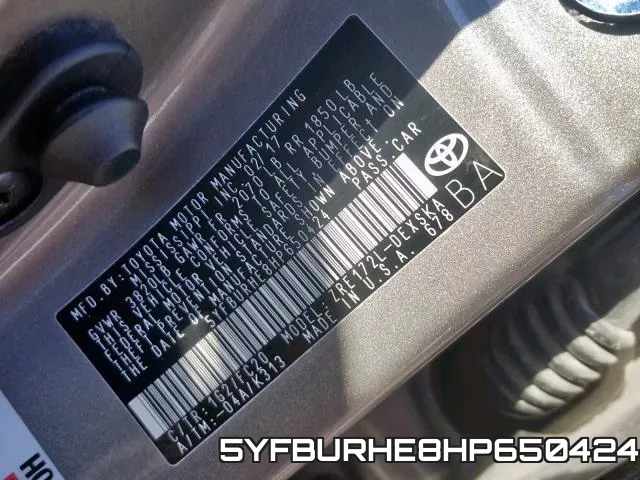 5YFBURHE8HP650424 фото 2