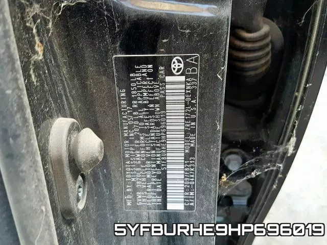 5YFBURHE9HP696019 фото 2