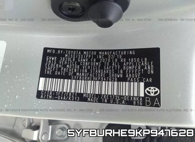 5YFBURHE9KP947628 фото 10