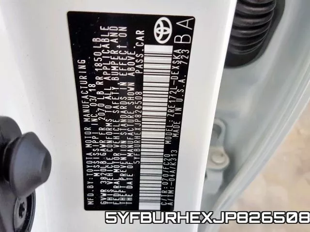5YFBURHEXJP826508 фото 2