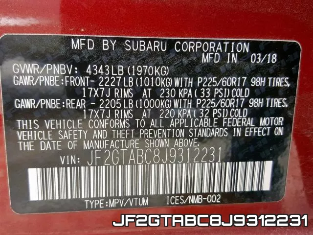 JF2GTABC8J9312231 фото 2