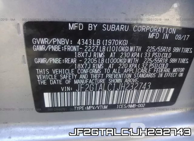 JF2GTALC1JH232743 фото 10
