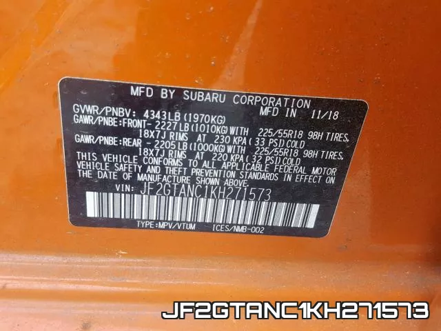 JF2GTANC1KH271573 фото 2