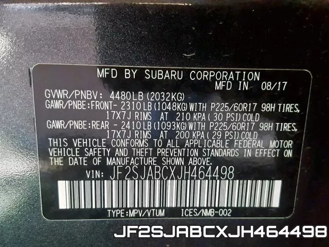 JF2SJABCXJH464498 фото 2