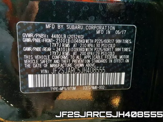 JF2SJARC5JH408555 фото 2