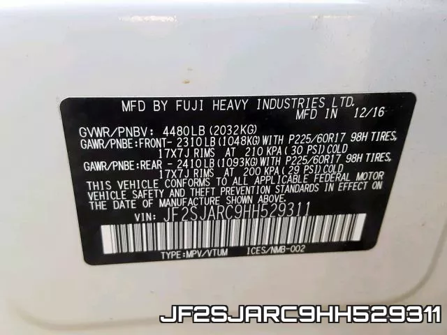 JF2SJARC9HH529311 фото 2