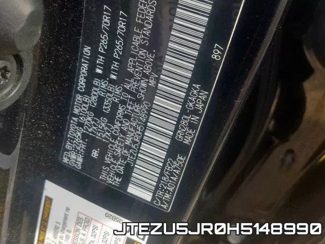 JTEZU5JR0H5148990 фото 2