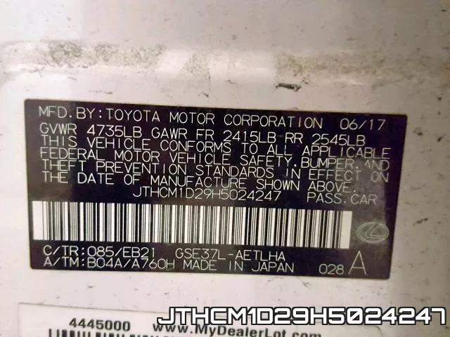 JTHCM1D29H5024247 фото 2