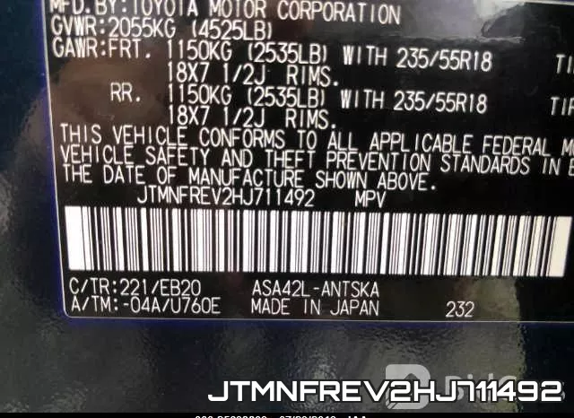 JTMNFREV2HJ711492 фото 10