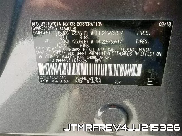 JTMRFREV4JJ215326 фото 2